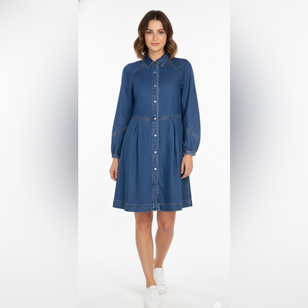 Habitual Womenās Blue Denim Midi ShirtDress SZ M